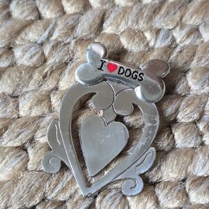 Brighton Silver Heart and Bone Dog Pendant